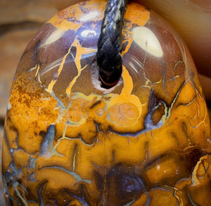 36 x 28mm - Drilled Boulder Opal Pendant w/ Eco Friendly Vegan Cord