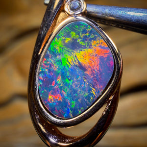 Sterling Silver Rose Gold Plated - Queensland Boulder Opal Doublet Pendant