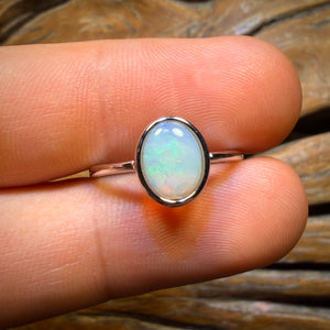 Sterling Silver - Solid South Australian Crystal Opal Ring