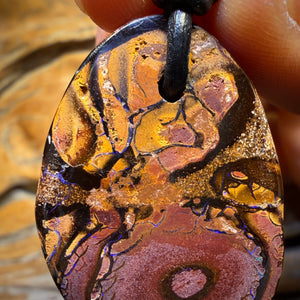 36 x 25mm - Drilled Tribal Queensland Boulder Opal Necklace