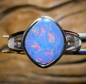 Sterling Silver - Queensland Boulder Opal Doublet Ring Half Price BARGAIN