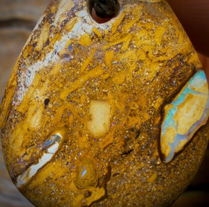 35 x 27mm - Drilled Boulder Opal Pendant w/ Eco Friendly Vegan Cord Bargain