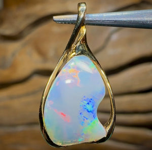 18k Gold - Pippy Shell Opal Fossil Pendant - Opal Whisperers
