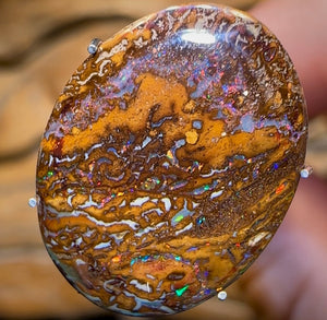 8.2cts - Australian Boulder Opal. Yowah Tribal Top Oval Cut - Opal Whisperers