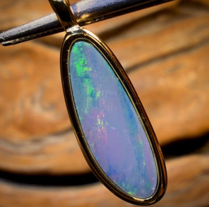 Sterling Silver Gold Plated- Queensland Boulder Opal Doublet Pendant