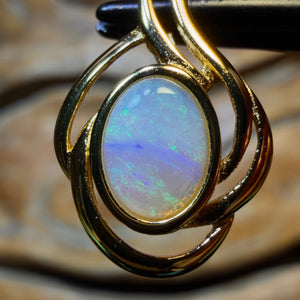 Wild Card! Sterling Silver Gold Plated - Solid South Australian Crystal Opal Pendant