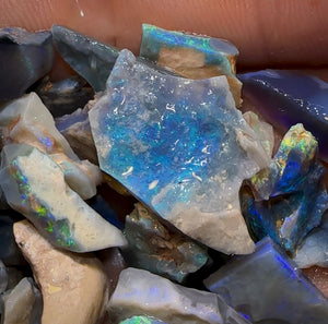 95.9cts - 30x Lightning Ridge Crystal, Dark and Black Opal Rough Parcel - Opal Whisperers