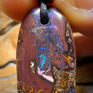 35 x 17mm - Drilled Tribal Queensland Boulder Opal Necklace