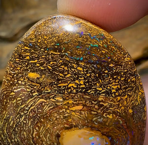 128.7cts - Yowah Nut Opal. Tribal Framed Crystal Centre Amazing Pattern - Opal Whisperers