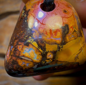 29 x 25mm - Drilled Boulder Opal Pendant w/ Eco Friendly Vegan Cord