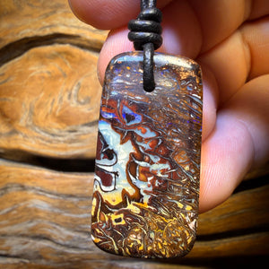 36 x 18mm - Drilled Tribal Queensland Boulder Opal Necklace