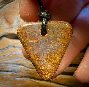 🔨 AUCTION 🔨 No Reserve 33 x 31mm - Drilled Boulder Opal Pendant w/ Eco Friendly Vegan Cord