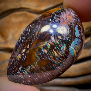 77.5cts - Wow Electric Tribal Australian Boulder Opal from Koroit Eye Kernal Reverse