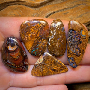 🔒 138.9cts - 5x Australian Tribal Boulder Opal’s. Wholesale Dealers Parcel