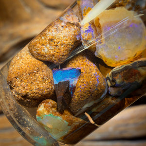 69.2cts - Jar of Yowah Nut Opal Rough w/ Fossil Opal