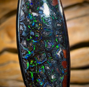 Sterling Silver - “Electric Black” Tribal Boulder Opal UNISEX Pendant