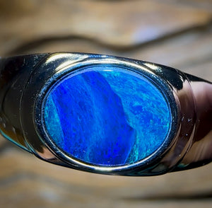 “Water Ways” Sterling Silver - UNISEX Queensland Boulder Opal Doublet Ring
