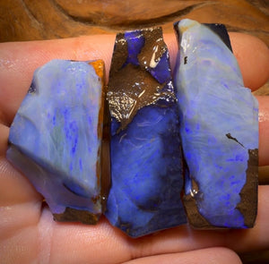🔒 I’ve Got the Blues Collection 195.9cts - 3x Australian Boulder Seam Opal Rough Parcel