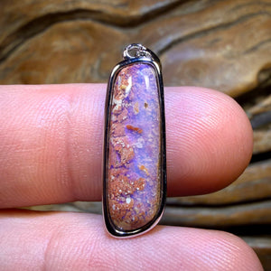 Sterling Silver - Solid Queensland Boulder Pipe Opal Pendant