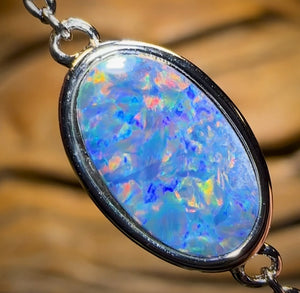 Sterling Silver - Australian Boulder Doublet Opal Bracelet
