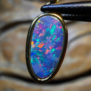 Sterling Silver Gold Plated - Queensland Boulder Opal Doublet Pendant