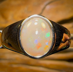 Sterling Silver - UNISEX South Australian White Opal Ring