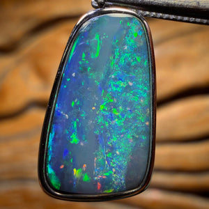 Unisex Classic Sterling Silver - TOP Queensland Boulder Opal Doublet Pendant