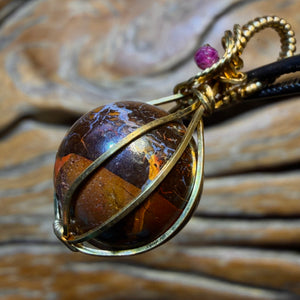 Sterling Silver - Yowah Nut Opal Bead Pendant