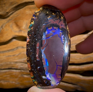 62.6cts - Koroit Nut Kernel Opal with Tribal Pattern Combination, Double Sided