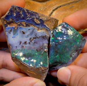 917.5cts - Black Boulder Opal Natural Split Pair. Will be on OUTBACK OPAL HUNTERS 2026
