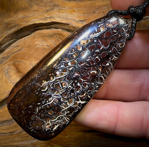 70 x 32mm - BIG Drilled Boulder Opal Pendant w/ Eco Friendly Vegan Cord Awesome Black Tribal