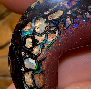 59.8cts - “Tribal Boomerang” Koroit Opal. Double Sided - Opal Whisperers