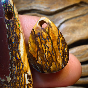 TGIF 101.5cts - 3x Drilled Tribal Queensland Boulder Opal Family Trio