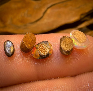 3.8cts - 5x Super Bright Australian Boulder Opal ring stone rub Parcel