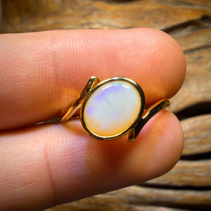 Sterling Silver G.P. - Solid South Australian Crystal Opal Ring