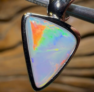 Sterling Silver - Solid South Australian Crystal Opal Pendant - Opal Whisperers