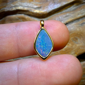 TGIF Sterling Silver G.P. - Australian Boulder Opal Doublet Pendants Red / Multi. BULK LISTING