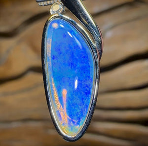 Sterling Silver - Solid South Australian Crystal Opal Pendant - Opal Whisperers