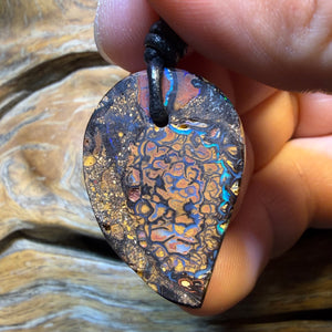 TGIF 34 x 23mm - Drilled Tribal Queensland Boulder Opal Necklace