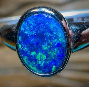 14K White Gold - Queensland Boulder Opal Doublet Ring - Opal Whisperers