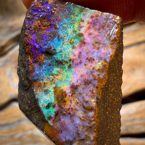 Wildcard! 64.1cts - Queensland Boulder Seam Opal Rough Piece. Natural Split