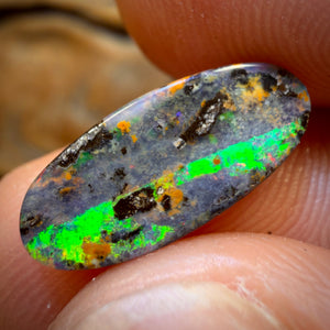 6.4cts - Australian Boulder Seam Opal Pair With Red Multi Fire