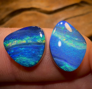 8.5cts - My favourite “Water Worlds” Lightning Ridge Opal Doublet Pair OLD SCHOOL