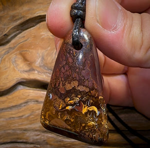 Auction Fall-Through = Your Gain! 🔥 Now More Than 50% Off RRP 🚨 47 x 26mm - Drilled Boulder Opal Pendant w/ Eco Friendly Vegan Cord