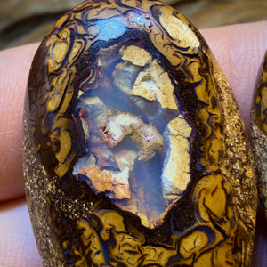 TGIF 111.9cts - Yowah Nut Partial Crystal Centre Pair Polished