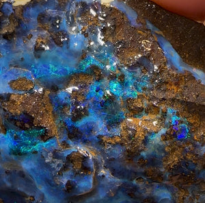 129.8cts - Australian Boulder Opal Rough Preform. Natural Split - Opal Whisperers