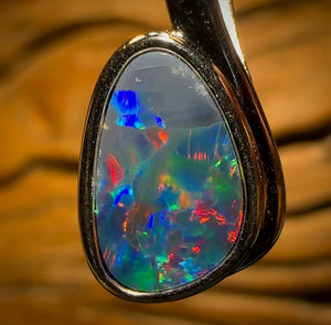 Sterling Silver - Queensland Boulder Opal Doublet Pendant With Red