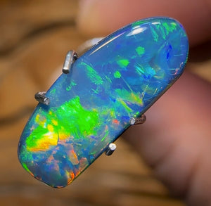 1.6cts - “Fire Flash”Lightning Ridge Old School Black Opal Doublet - Opal Whisperers