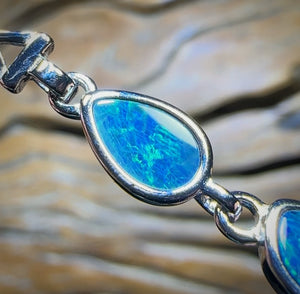 Sterling Silver - Australian Boulder Doublet Opal Bracelet