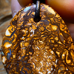 HDW 37 x 30mm - Drilled Tribal Queensland Boulder Opal Necklace